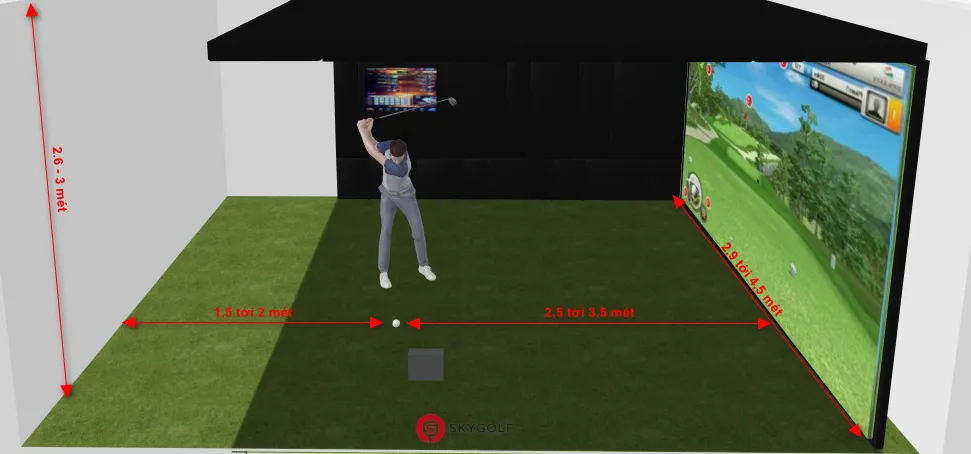 Kích thước phòng golf 3D