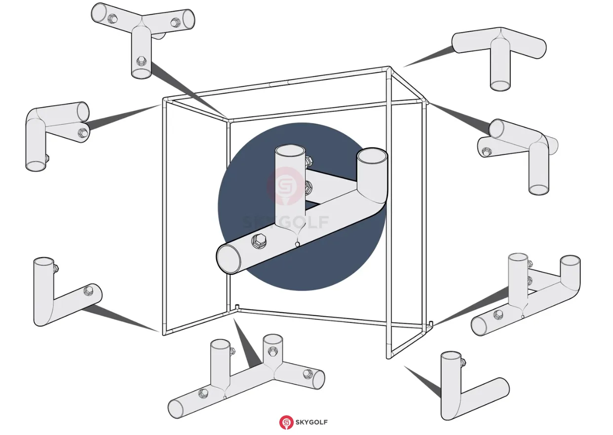 Góc nối khung tập golf mô phỏng skygolf