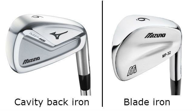 Đầu của gậy golf irons được thiết kế dưới 2 dạng Cavity và Blade