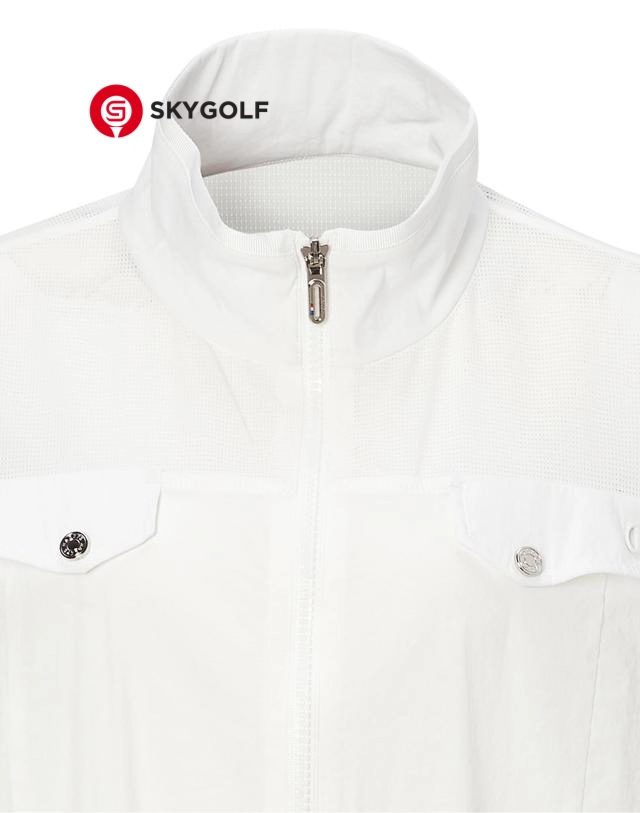 cổ váy dệt Hazzys kéo khóa màu trắng