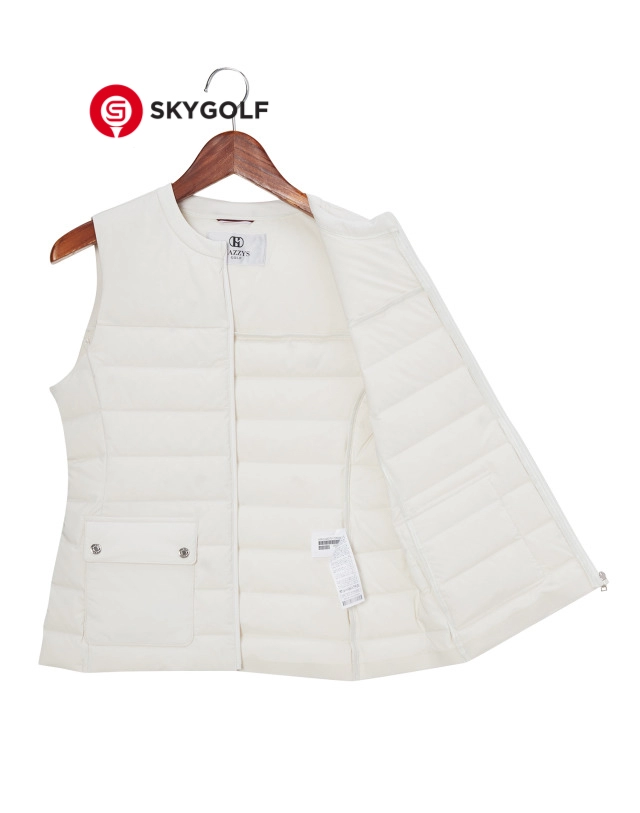 mặt trong áo vest golf Hazzys dáng xuông nhẹ màu kem