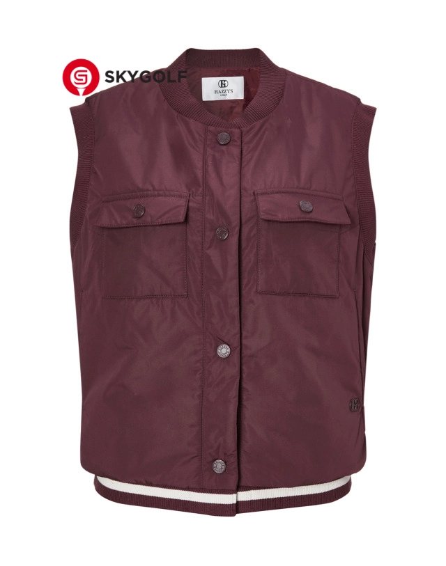 mặt trước áo vest Hazzys mỏng có túi ngực màu đỏ rượu