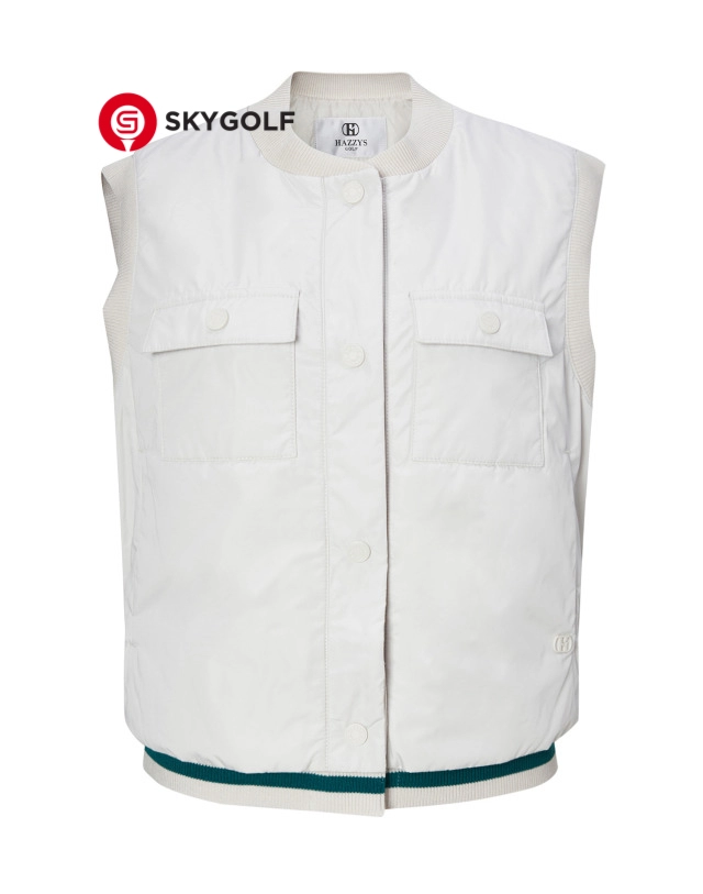 mặt trước áo vest Hazzys mỏng có túi ngực màu trắng ngà