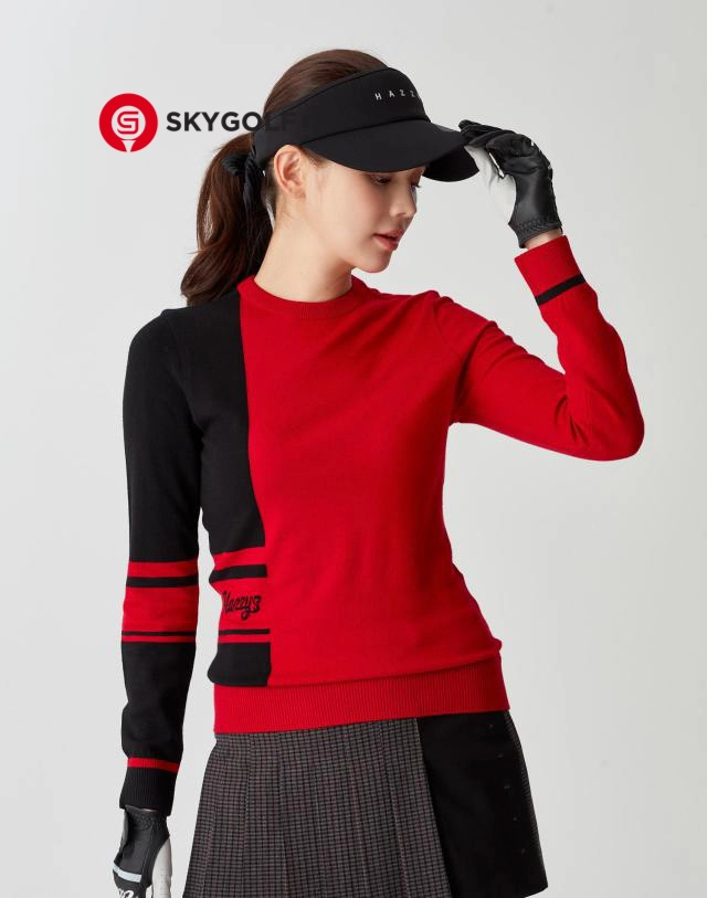 Áo len golf Hazzys đảo ngược màu đỏ