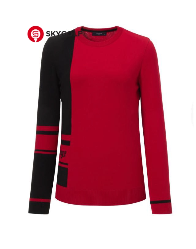 mặt trước áo len golf Hazzys đảo ngược màu đỏ