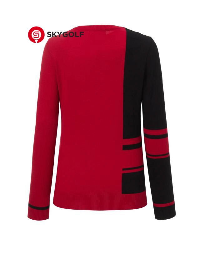 mặt sau áo len golf Hazzys đảo ngược màu đỏ