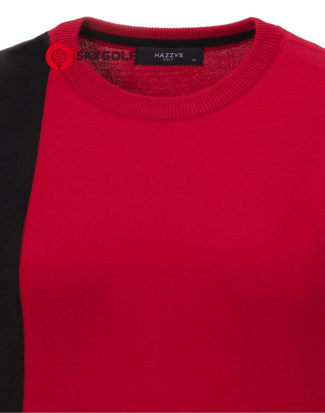 cổ áo len golf Hazzys đảo ngược màu đỏ