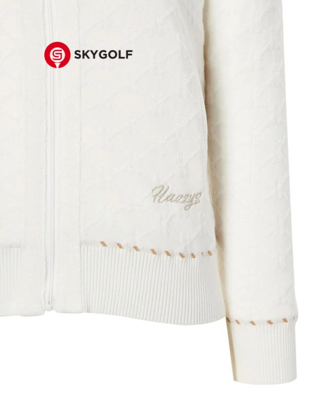 tay áo nịt Hazzys cổ cao chống gió họa tiết màu trắng