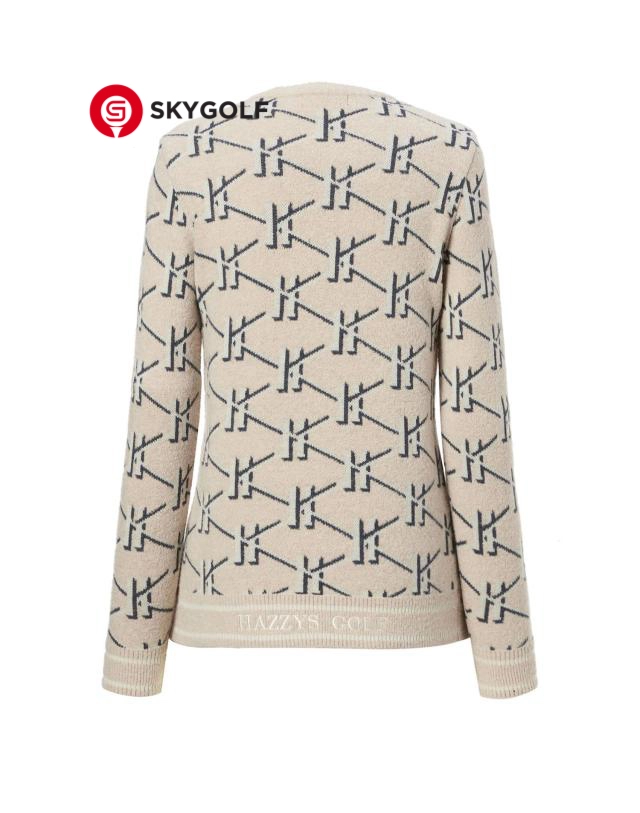 mặt sau áo Len Hazzys cổ tròn Họa Tiết Heriato màu nâu camel