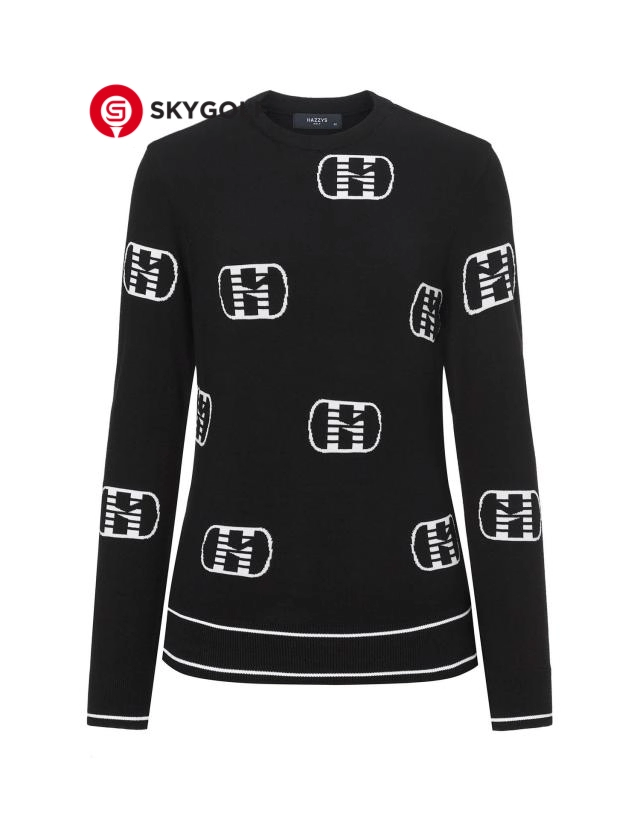 Áo len Hazzys in logo dệt kim màu đen