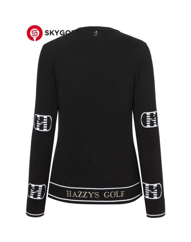 mặt sau áo len Hazzys in logo dệt kim màu đen