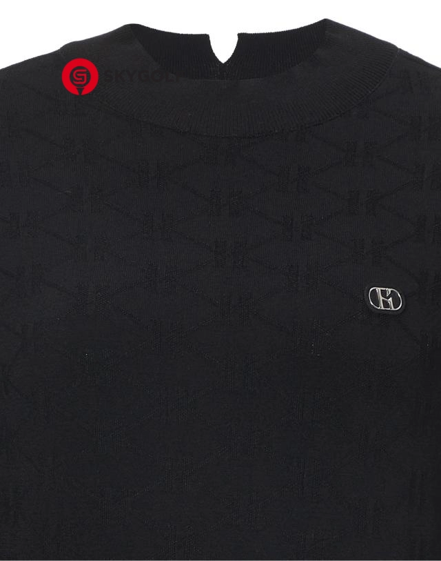 cổ áo len đan Hazzys dài tay màu đen