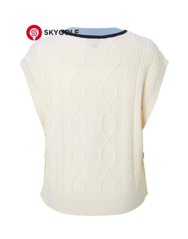 mặt sau áo vest Hazzys đan dây màu ngà voi