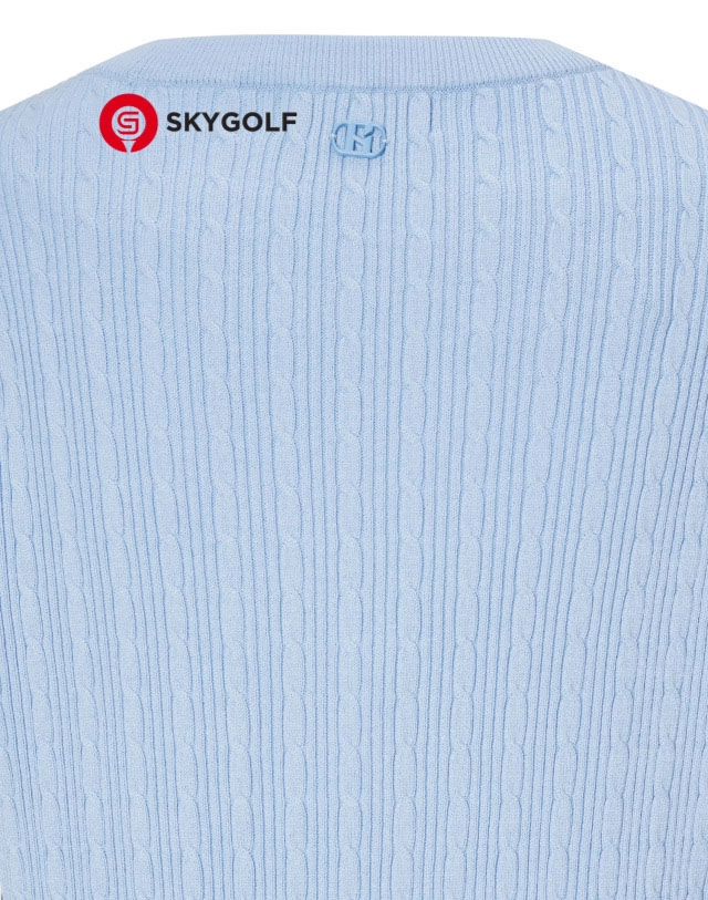 mặt sau cổ áo len Hazzys họa tiết dây cáp màu xanh nhạt