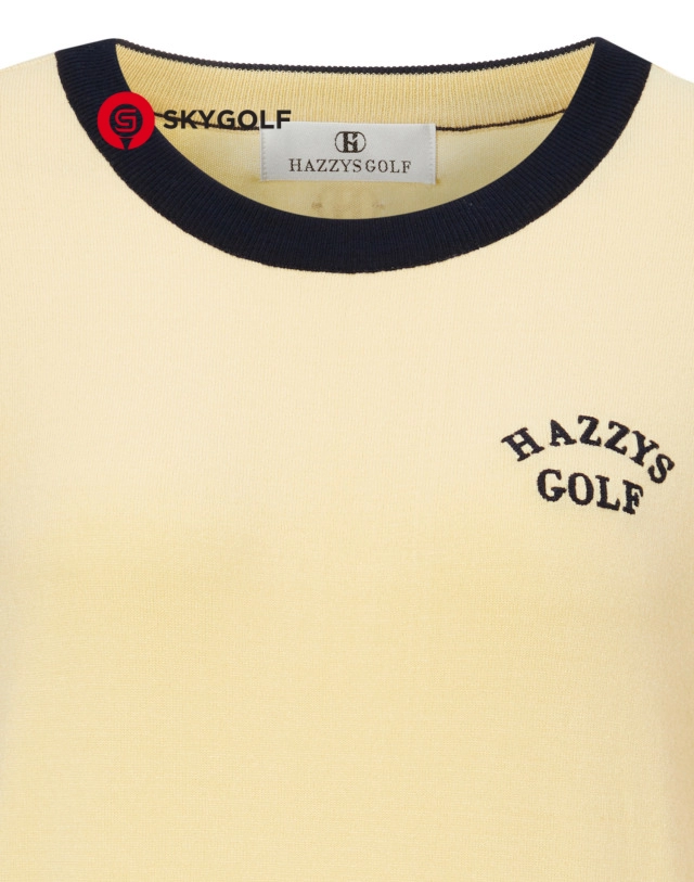 cổ áo len golf Hazzys cổ tròn màu vàng tươi
