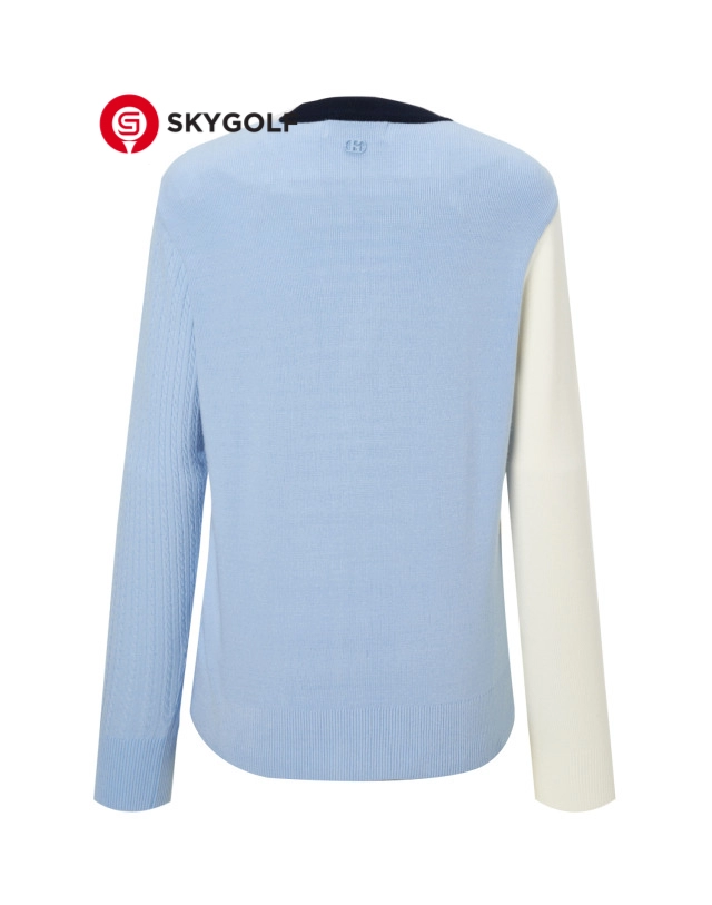 mặt sau áo len cardigan Hazzys đan dây cáp màu xanh