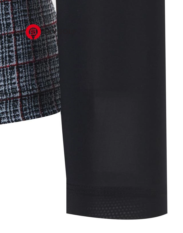 tay áo dài tay Hazzys dạ Tweed Sucker lai màu đen