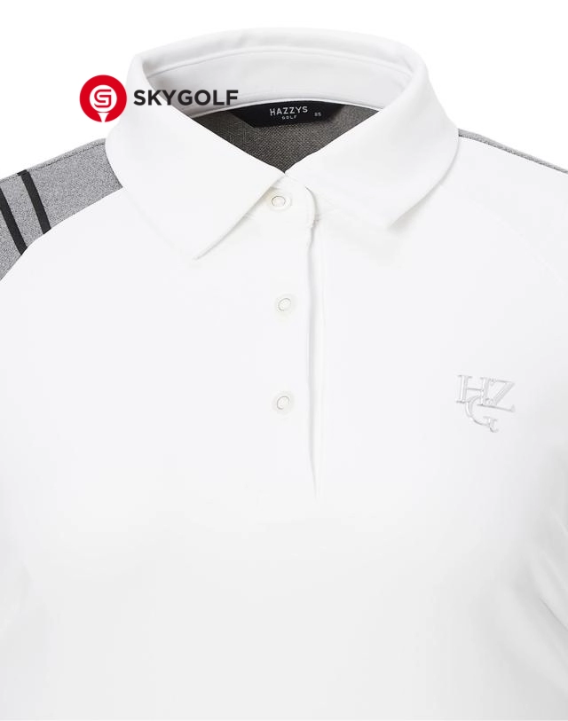 cổ áo phông golf Hazzys có cổ màu trắng in chữ ngược