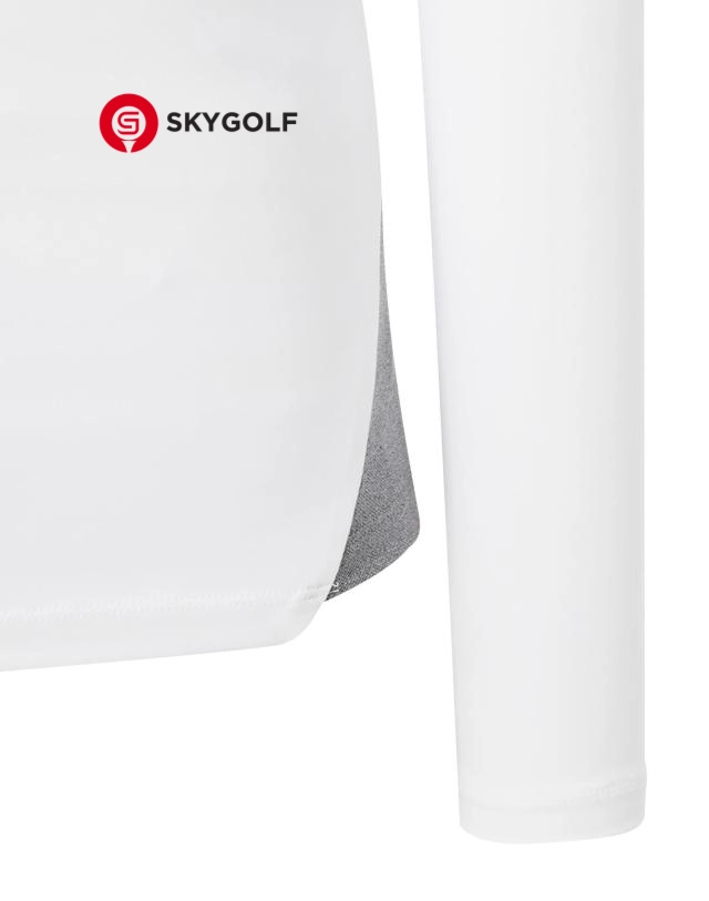 tay áo phông golf Hazzys có cổ màu trắng in chữ ngược