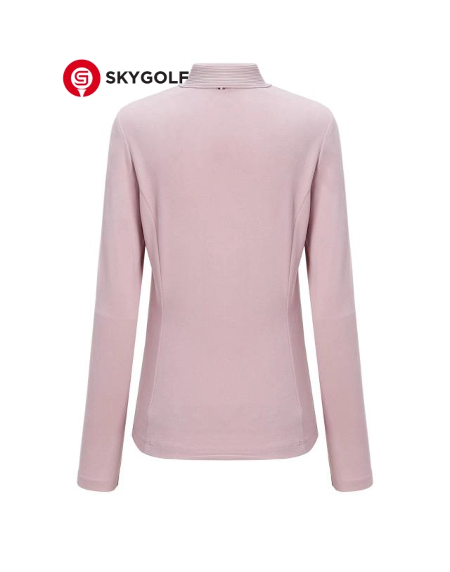 mặt sau áo phông golf Hazzys hồng cổ bẻ nhẹ có khuy