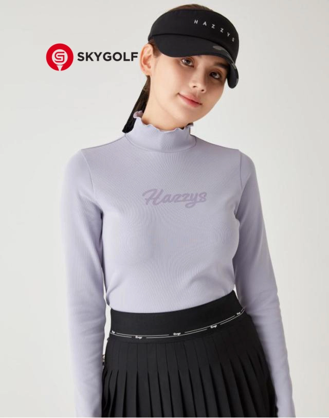 Áo len in logo Hazzys cổ cách điệu màu tím