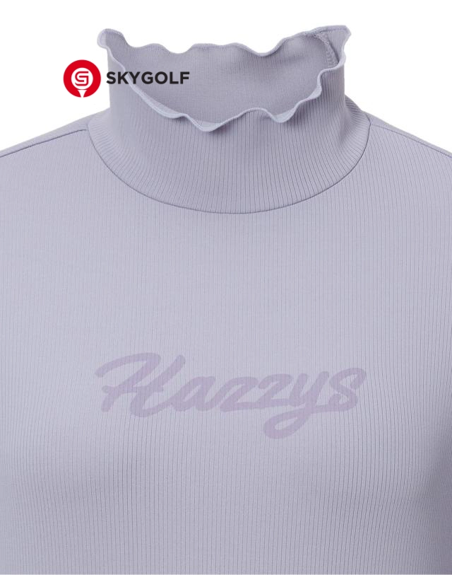 cổ áo cách điệu áo len in logo Hazzys cổ cách điệu màu tím