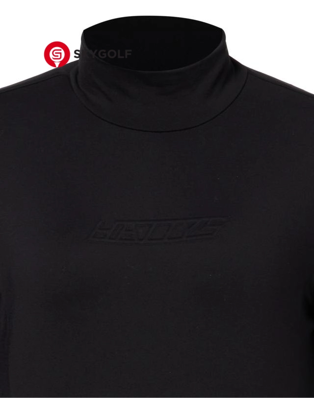 cổ áo thun thể thao golf Hazzys cổ cao điểm logo màu đen