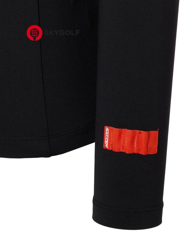 tay áo thun thể thao golf Hazzys cổ cao điểm logo màu đen