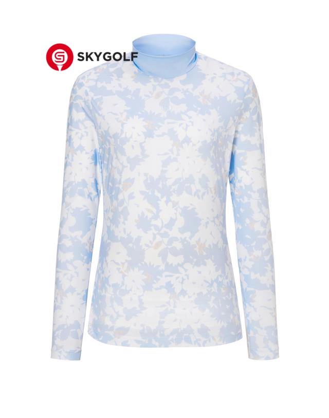 mặt trước áo len mềm Hazzys họa tiết full pattern màu xanh nhạt