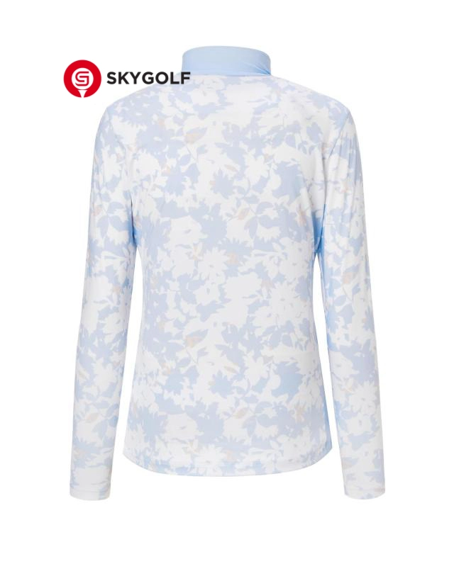 mặt sau áo len mềm Hazzys họa tiết full pattern màu xanh nhạt