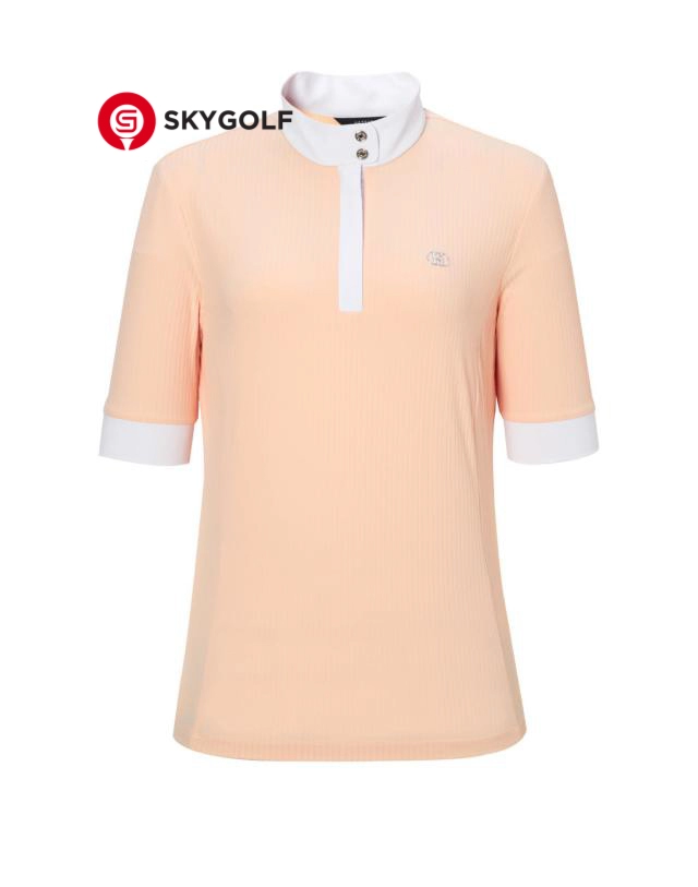 mặt trước áo thun gân Hazzys dài nửa cổ tay màu cam