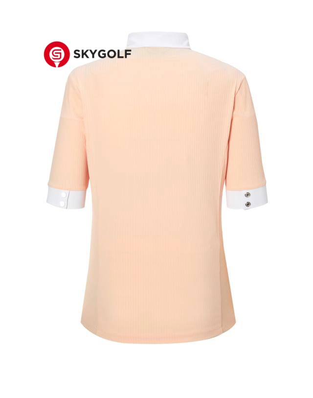 mặt sau áo thun gân Hazzys dài nửa cổ tay màu cam