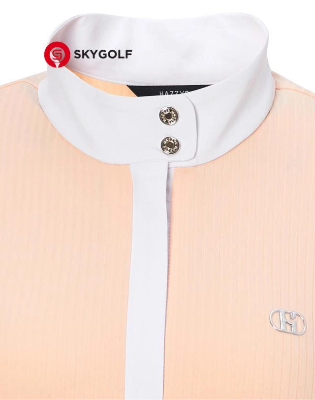 cổ áo thun gân Hazzys dài nửa cổ tay màu cam