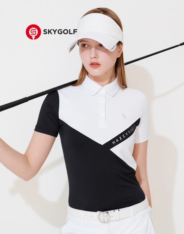 Áo thun cổ bẻ Hazzys tay ngắn màu đen