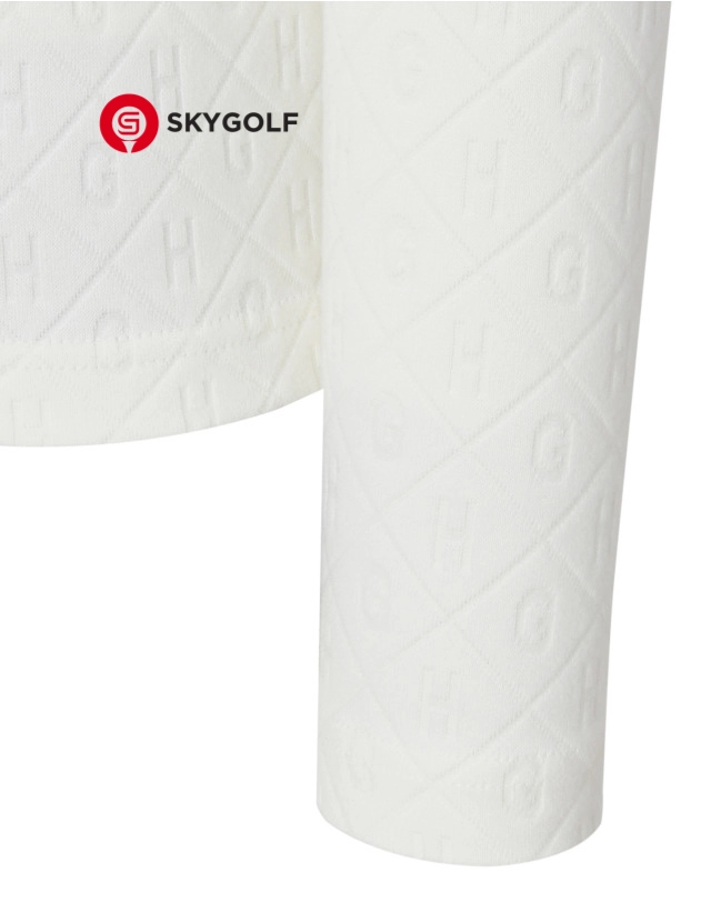 tay áo len golf cổ cao Hazzys in chữ H màu trắng ngà