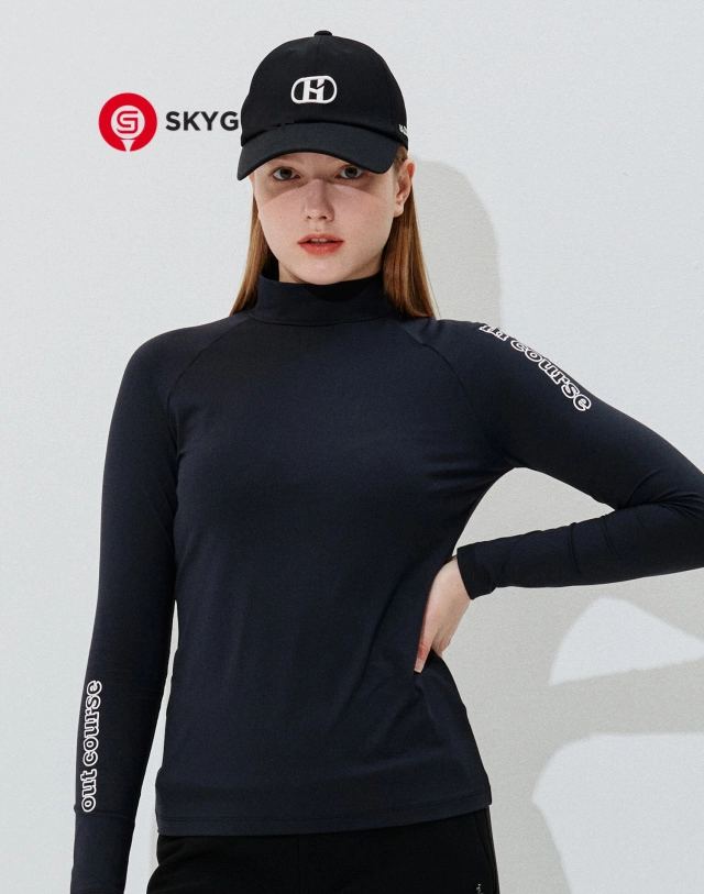 Áo thun Hazzys golf đen cổ cao có logo Point