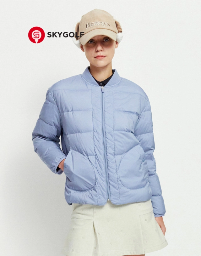 Áo phao golf Hazzys có túi màu xanh nhạt