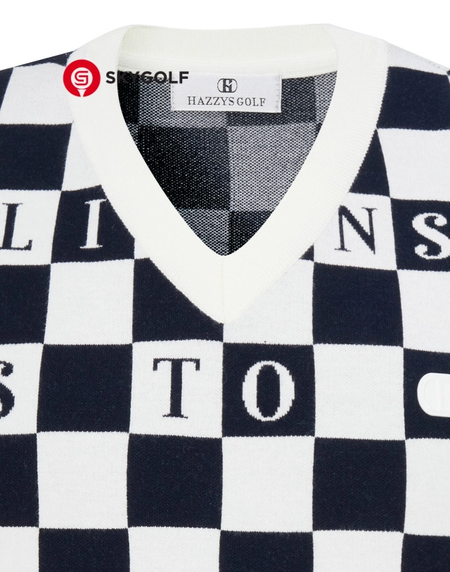 áo golf hazzys Mẫu bàn cờ ngà một lớp đan tròn tốt nhất