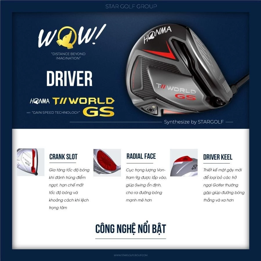 Thiết kế Driver Honma Tour World GS